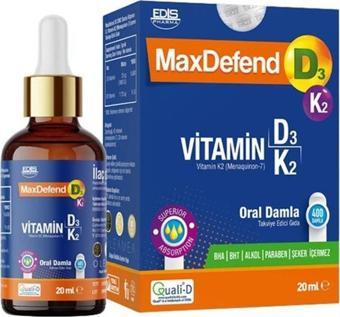 MaxDefend D3 K2 Oral Damla 20ml 