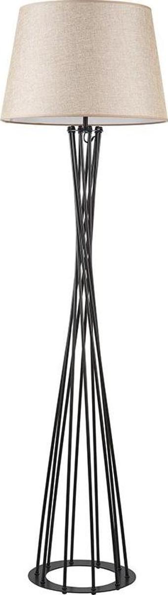 Dylight Retro Lambader Köşe Lambası Siyah Keten Başlık 45cm Başlık