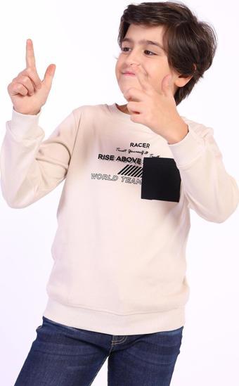 Toontoy Erkek Çocuk Cep Detaylı Baskılı Sweatshirt