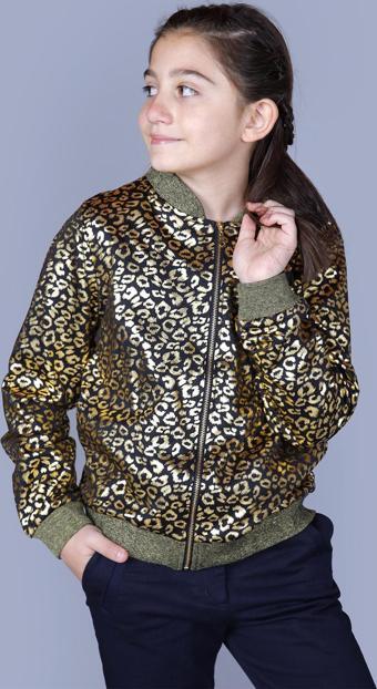 Toontoy Kız Çocuk Leopar Desenli Parlak Hırka
