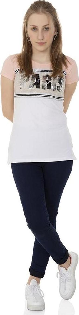 Toontoy  Kız Çocuk T-Shirt Paris Pul Nakış