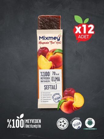 Şeftali Meyve Bar 12 Adet | Vegan, Glutensiz Sağlıklı Atıştırmalık - 20gr X 12 Adet