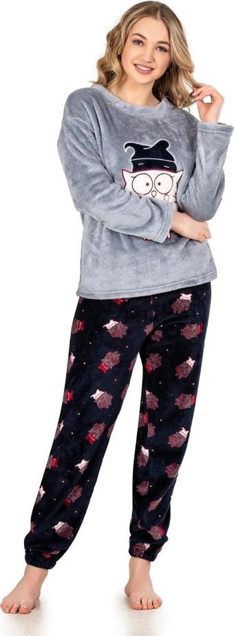 Jiber Kadın Welsoft Kışlık Pijama Takımı 3917 - 1 Adet Gri-M