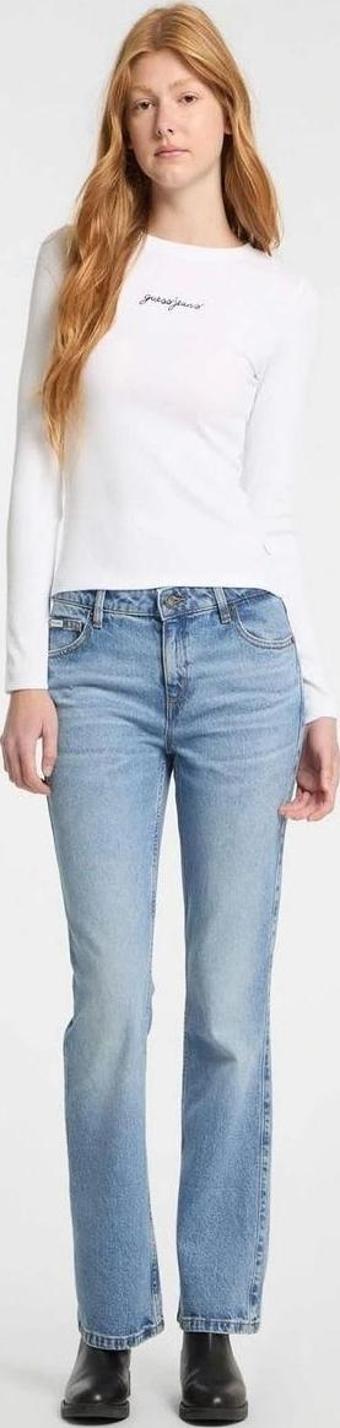 JEANS Kadın Bootcut Denim Jean Mavi Hafif Indigo Orta