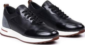 Selin Soylu Erkek Hakiki Deri Sneaker, Casual Ayakkabı, %100 Deri Ayakkabı, 4 Mevsim Erkek Sneaker Siyah 43
