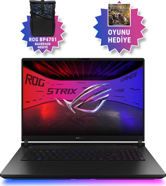 Asus ROG Strix SCAR 18 G835LX-SA155 24GB RTX5090 175w Intel Ultra 9 275HX 64GB RAM 4TB Performance SSD 18 inç WQXGA 240Hz