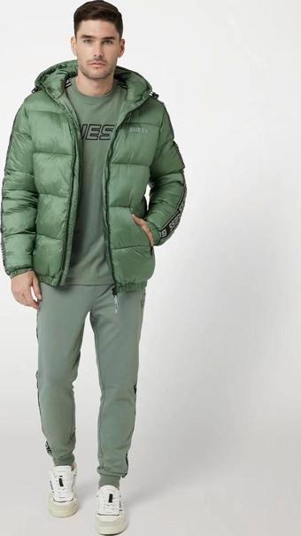 Guess Erkek Yanları  Logolu  Yeşil Mont