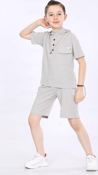 Mornio Erkek Çocuk T-shirt ve Şort 2 li Takım VF24KMR5103940 Gri