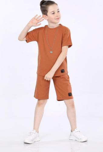 Mornio Erkek Çocuk T-shirt ve Şort 2 li Takım VF24KMR5104142 Kiremit