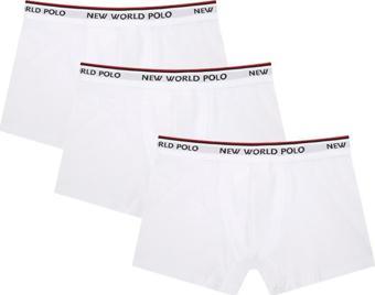Basic 3'lü Boxer Beyaz Likralı Boxer Set 23SSM1001