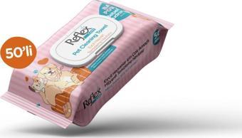 Reflex Care Evcil Hayvanlar İçin Çok Amaçlı Temizleme Havlusu 50'Li, Kedi Köpek Islak Mendil