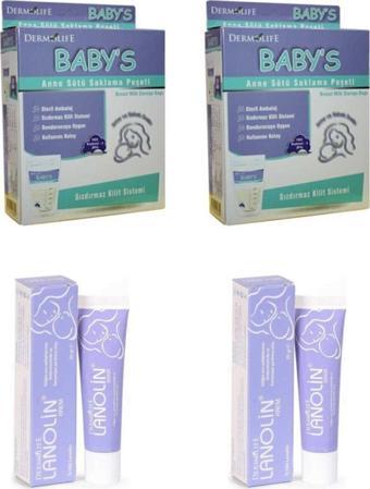 Deniz Pharma Baby'S Anne Sütü Saklama Poşeti 20 Adet ( 2Kutu) Dermolife Lanolin Göğüs Bakımı Kremi 20 Gr (2Kutu)