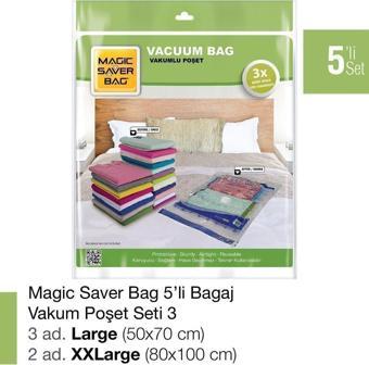 Magic Saver Bag 5´Li Bagaj Vakumlu Poşet Seti 3 052Qserı