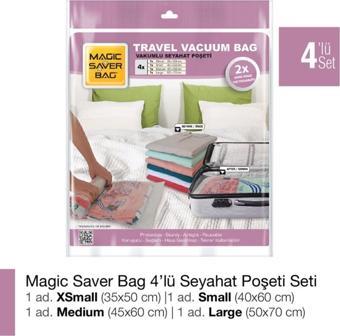 Magic Saver Bag Vakumlu Seyahat Poşeti Seti 4’Lü