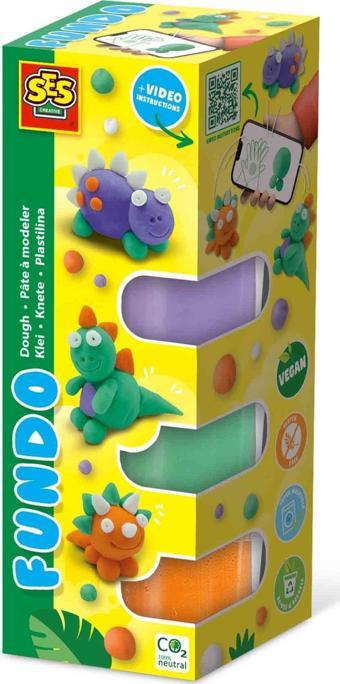 SES Creative FunDo Oyun Hamuru - Dinozorlar (3x90gr-1x40gr)