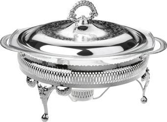 Queen Anne İngiliz Gümüşü Isıtıcılı Yuvarlak Yemek Servis 29.5 x 23.5 x 19.5  cm  
