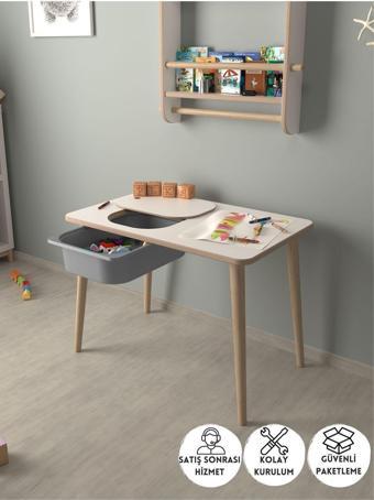Peka Çocuk Oyun Ve Aktivite Masası - Gri Sepetli