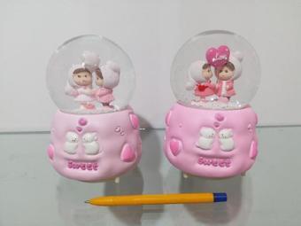 Müzikli Ve Işıklı Kar Küresi 12cm 4146 Açık Pembe