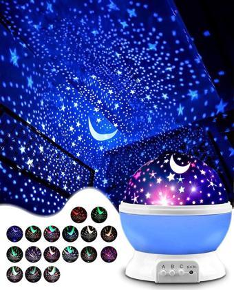 Yıldız Gökyüzü Projeksiyonlu Star Master Gece Lambası Kamp-Çadır -Çocuk Odası Pilli Usbli