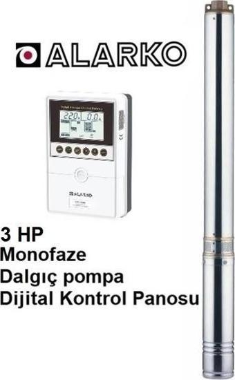 Alarko 3 HP Monofaze Dalgıç pompa + Dijital Kontrol Panosu