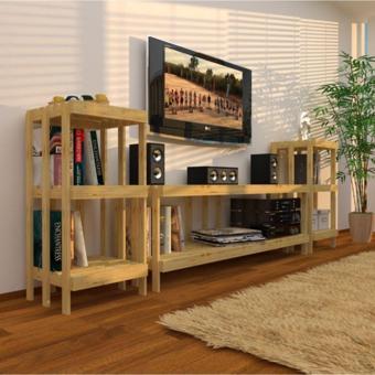 Fokai Wood Midia Mini - Açık Ahşap Medya Ünitesi Ve Kitaplık