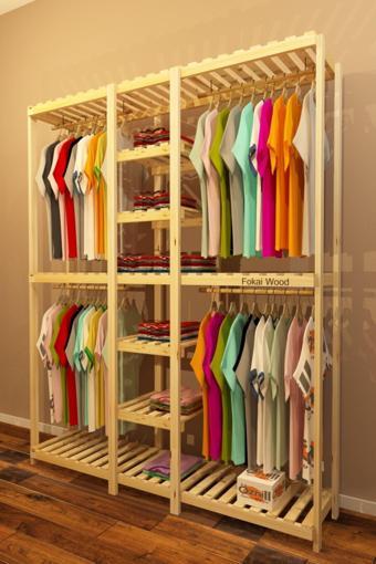 Fokai Wood Quatro Jj Açık Ahşap Elbise Dolabı