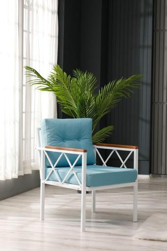 Limni Home Bahçe, Balkon Tekli Koltuk, Berjer Beyaz 63x88 cm