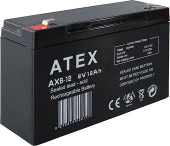 Atex AX6-12 6 Volt - 12 Amper Kuru Akülü Oyuncak Araba Aküsü Bakımsız (150 X 50 X 94 MM)