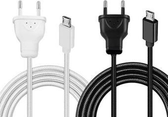 Powermaster Micro Usb Serisi 220V Fişli Örgülü Şarj Kablosu