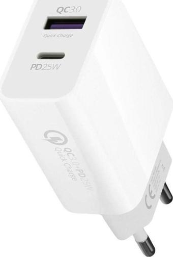 Powerway HW25 Usb 3.0 / Type-C 25W 3.0 A Hızlı Şarj Aleti Başlığı PD25W
