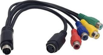 MMI Erkek 7 Pin Dişi 4 Pin S-Video To 4 RCA RGB Görüntü Kablosu (DVD - DV - Eski Ekran Kartı - Tüplü Televizyon)