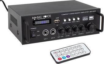 MagicVoice MV-520 30Watt USB/SD/UK Bluetooth 2 Giriş 220/12V Trafosuz Amfi - Anfi