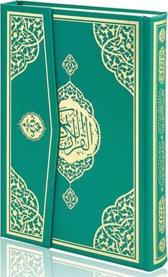 Orta Boy Bilgisayar Hatlı Arapça Cilt Bezi Mıklepli Kuran-ı Kerim - Yeşil - Furkan Yayınevi