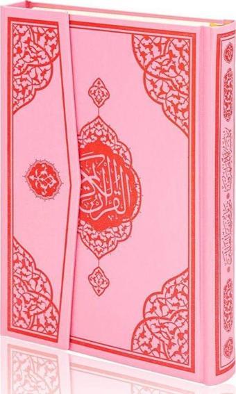 Orta Boy Bilgisayar Hatlı Arapça Cilt Bezi Mıklepli Kuran-ı Kerim - Pembe - Furkan Yayınevi