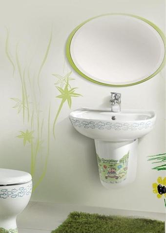 Turkuaz Yumurcak Lavabo 35X45 Beyaz