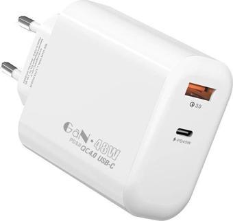 S-link SL-EC69 GAN PD 65W - QC 18W Type USB-C +USB A Hızlı Beyaz EV-NOTEBOOK Şarj Adaptör