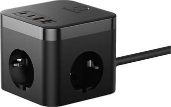 Baseus Pow Cube 7 Port 1.5m 30W Siyah Şarj Adaptörü (E00066400117-00)