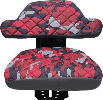 Traktör Koltuk Kılıfı - Sabit Kolçak - Kırmızı Kamuflaj -ithal Impertex- Bb-730