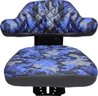 Traktör Koltuk Kılıfı - Sabit Kolçak - Mavi Kamuflaj -ithal Impertex- Bb-728
