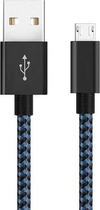 Diwu Micro USB Örgülü Yüksek Hızlı Şarj Kablosu Mavi