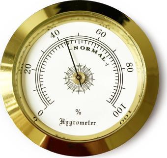 Analog Higrometre Nem Ölçer Humidor Puro Kutusu İçin Metal Çerçeve Sarı-Beyaz 50mm