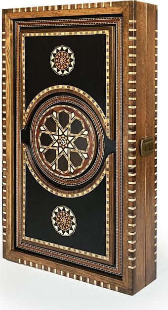 Helena Wood Art Genius El Oyması Ahşap Tavla Seti Siyah