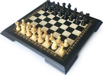 Helena Wood Art Masif Ahşap Koyu Satranç Seti 42 cm
