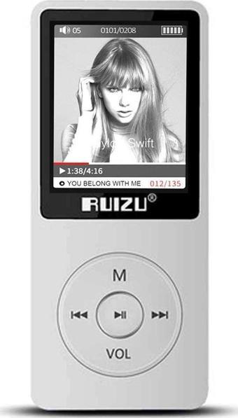 Ruizu X02 Ultra İnce MP3 Çalar 4GB FM Radyo Beyaz