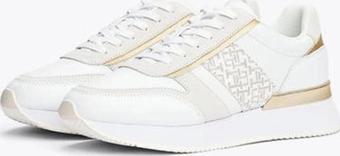 Tommy Hilfiger Kadın Beyaz TH Monogram Logolu Sneaker