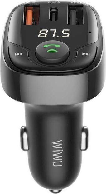 Wiwu PC600 36W Hızlı Şarj Destekli Dijital Göstergeli Bluetooth FM Transmitter