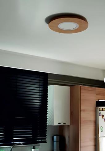 Kiyra Wood 42Cm - Yuvarlak Meşe Kaplama Led Tavan Aydınlatması, Yatak Odası, Koridor, Banyo Lambası