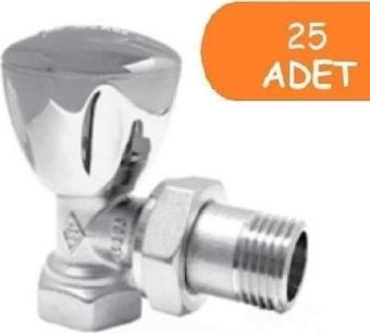 25 Adet ECA RV3 1/2 Köşe Radyatör Valfi Krom Kaplamalı Petek Havlupan Vanası 602120749