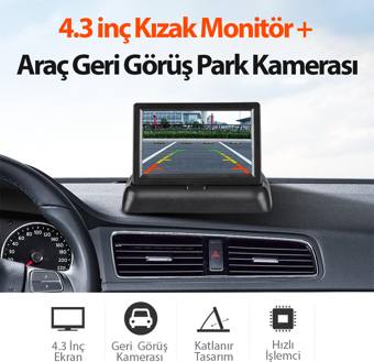 Oto Geri Görüş Kamera Seti Katlanır Monitör ve Arka Kamera N11.300