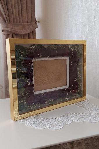 Verda Çerçeve 30X40 Cm Verda Gold Anı Çerçevesi! Özel Gün Çiçekleri Için Gül Kutusu! Isimsiz